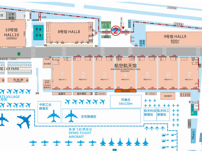 珠海航展展区分布图