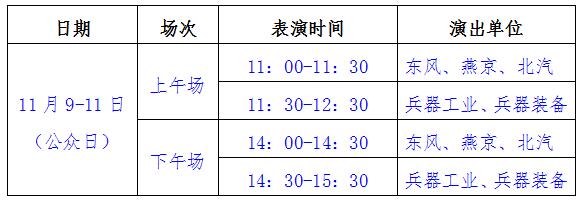 2018第十二届珠海航展的时间安排是怎样的,飞行表演节目表有吗?